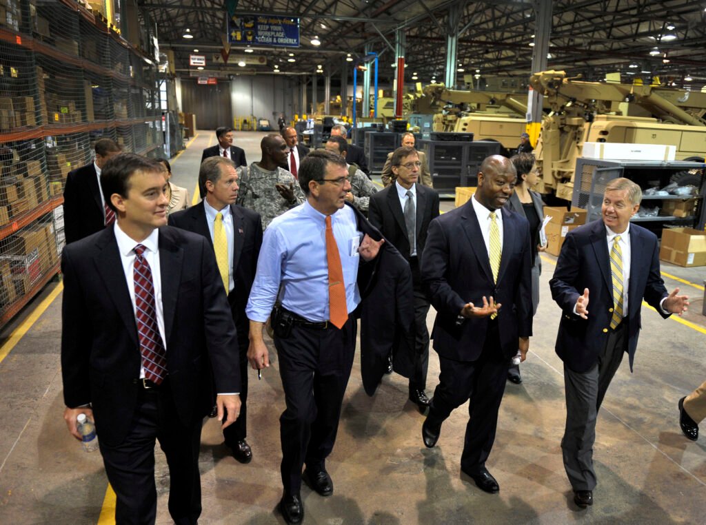 Sen. Lindsey Graham during a defense facility visit