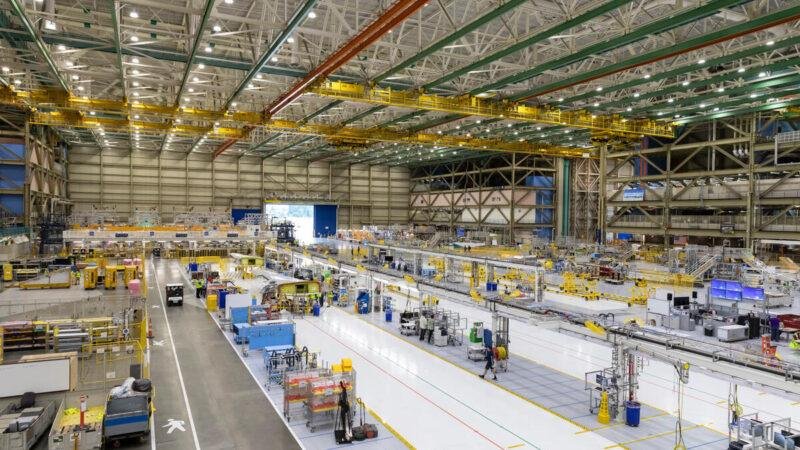 Boeing 737 MAX North Line assembly line at the Everett Factory in Washington