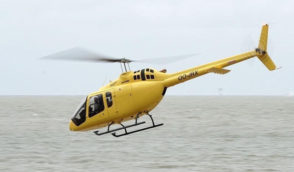 Bell 505 helicopter in flight, the Robinson R66's competitor for Army Flight School Next