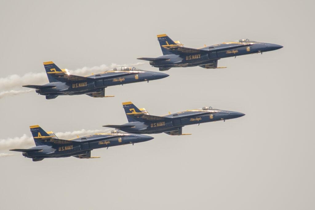 Boeing Seafair Air Show 2026 featuring the U.S. Navy Blue Angels in Diamond Formation over Seattle (2017 U.S. Navy file photo).