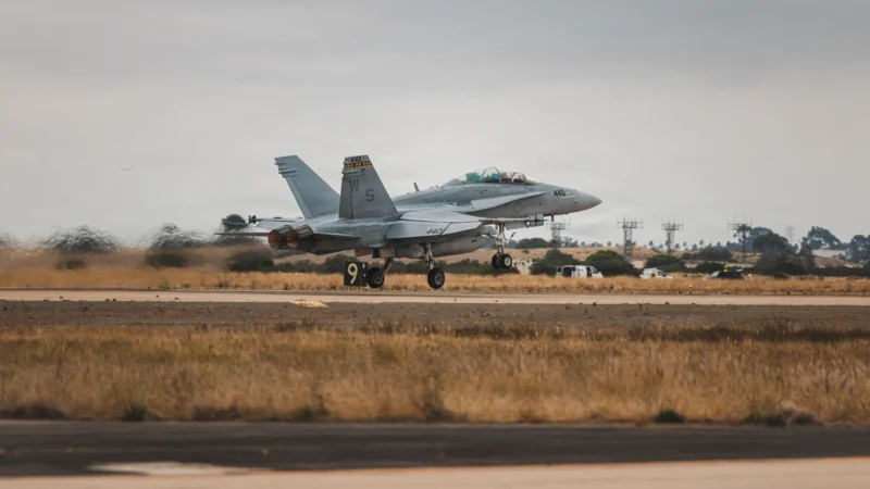 VMFA-323 Death Rattlers F/A-18 lands at MCAS Miramar