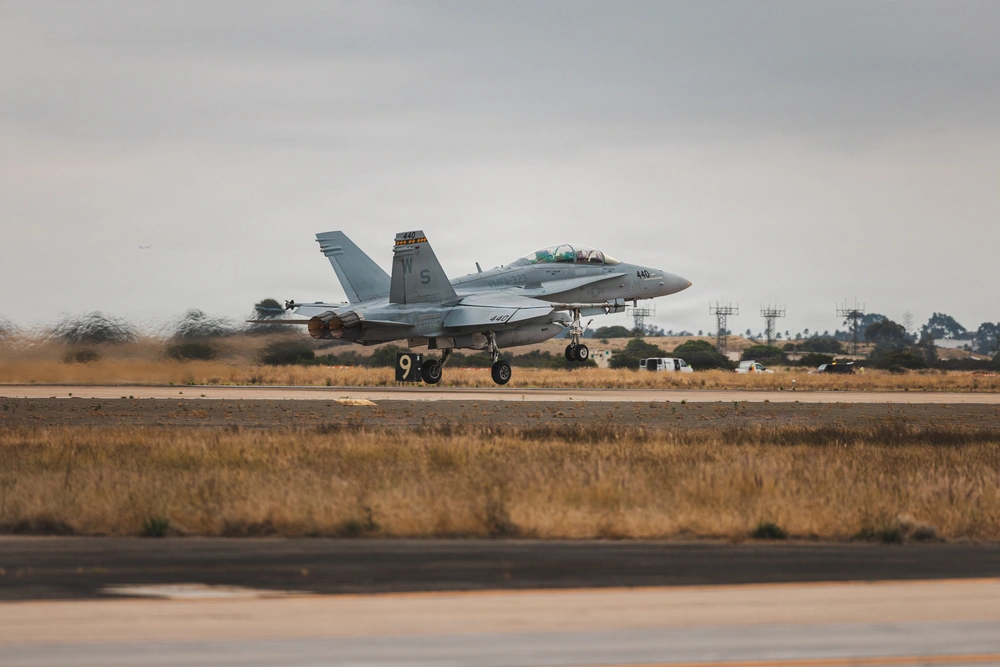 VMFA-323 Death Rattlers F/A-18 lands at MCAS Miramar
