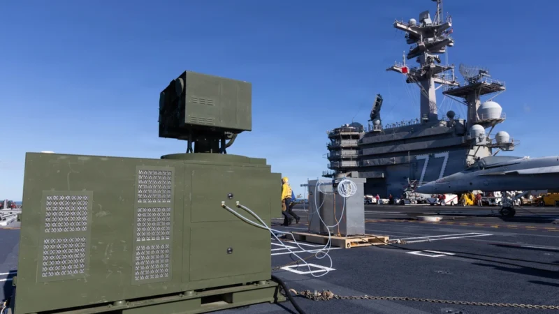 LOCUST laser weapon system used to counter cartel drones, aboard USS George H.W. Bush