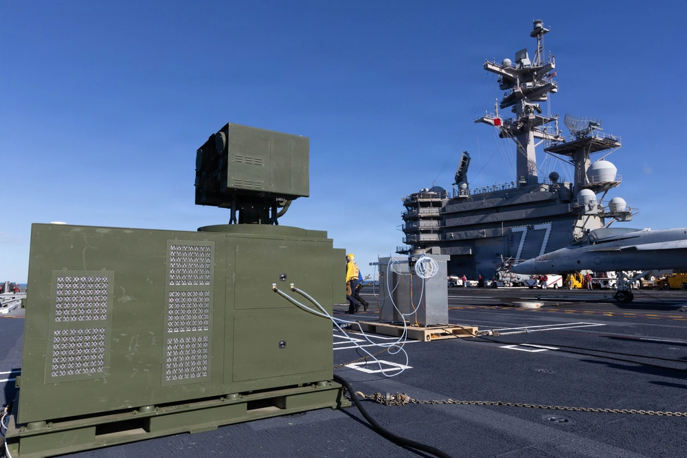 LOCUST laser weapon system used to counter cartel drones, aboard USS George H.W. Bush