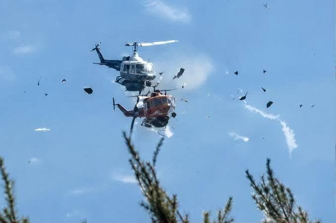 Bell 214ST helicopter collision during Greece wildfire operations near Psatha