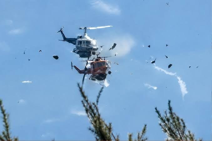 Bell 214ST helicopter collision during Greece wildfire operations near Psatha