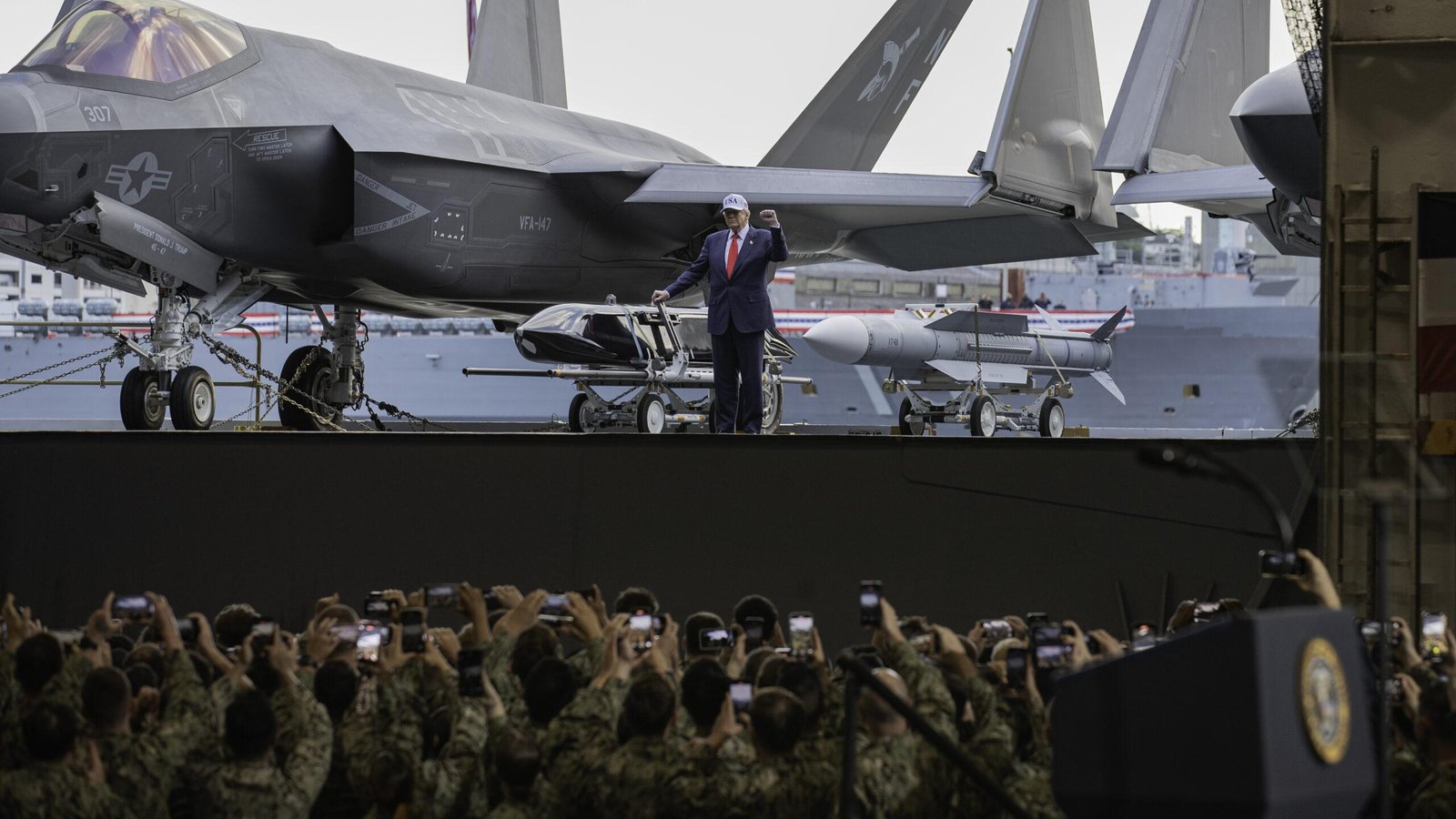 President Trump discusses Navy steam catapults policy