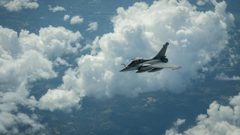 French Air and Space Force Rafale C in flight during Atlantic Trident 25, illustrating the platform set to evolve into Rafale F5