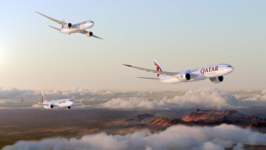 Boeing 777F emissions waiver transition showing Qatar Airways 777F and 777-8F aircraft