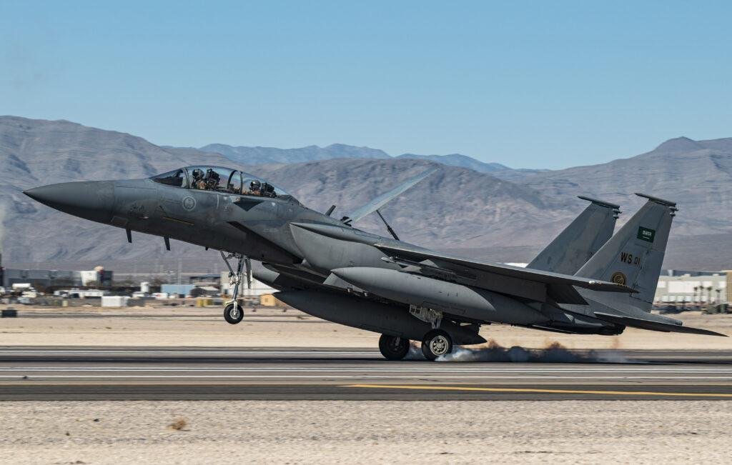 Saudi Arabia JDAM-ER: Royal Saudi Air Force F-15SA lands at Red Flag 22-2