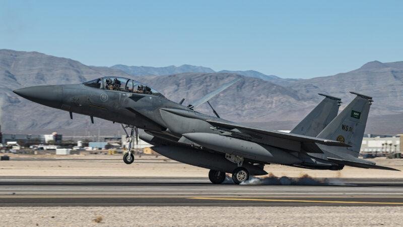 Saudi Arabia JDAM-ER: Royal Saudi Air Force F-15SA lands at Red Flag 22-2