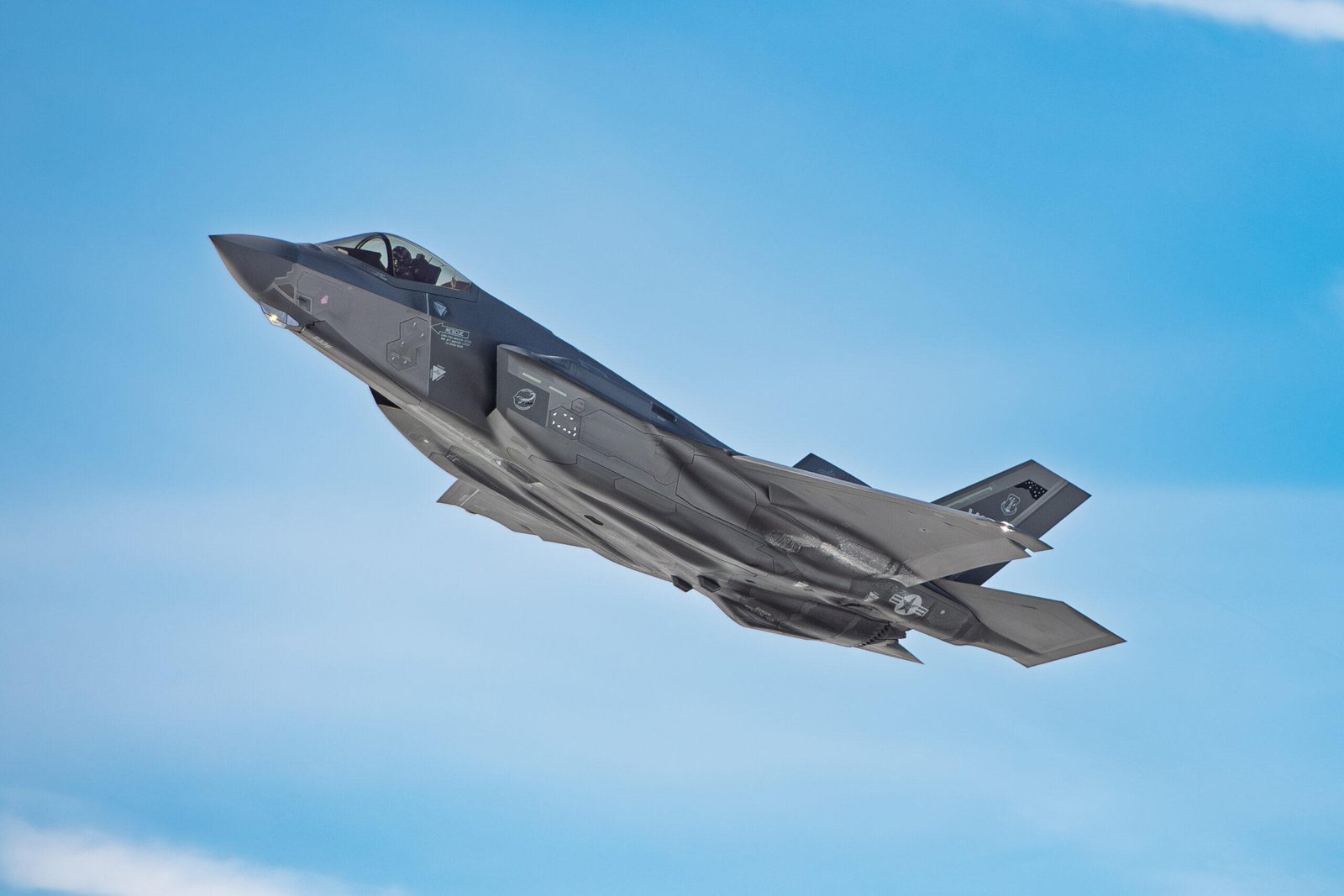 Vermont F-35 deployment: 158th Fighter Wing F-35A banking in flight