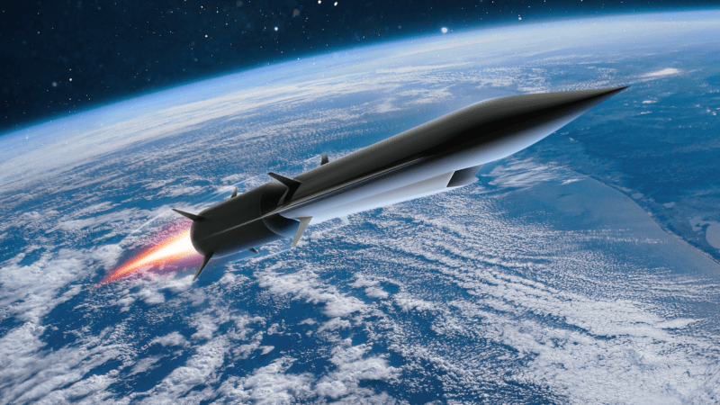 Artist's rendering of a hypersonic vehicle in flight, illustrating the GE Aerospace Derecho program