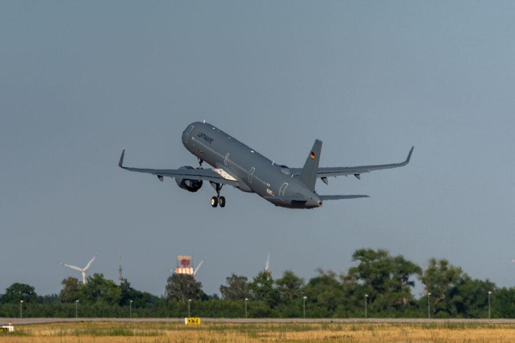 German Air Force Airbus A321neoLR taking off, used as a file photo for Spain A321 SIGINT aircraft coverage.