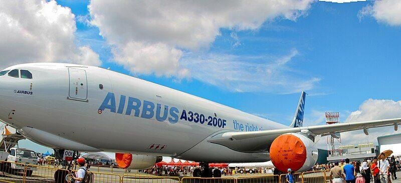 Airbus A330-200F cargo aircraft displayed at Singapore Airshow in February 2010.