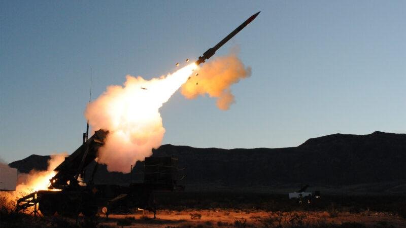 Boeing PAC-3 seekers article illustrated by a Patriot PAC-3 MSE interceptor missile launching from a ground-based launcher.
