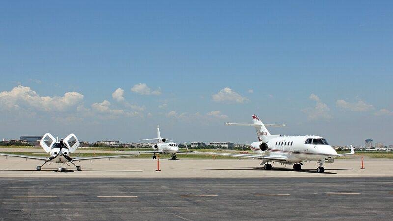 Aircraft parked on the apron at Centennial Airport near Denver, in a 2014 file photo.