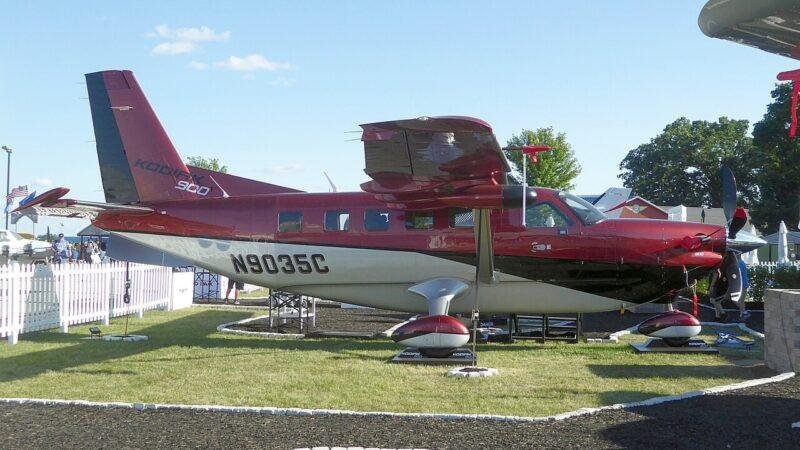 Daher Kodiak 900 N9035C aircraft displayed at Oshkosh in July 2022, not the aircraft delivered in Switzerland.