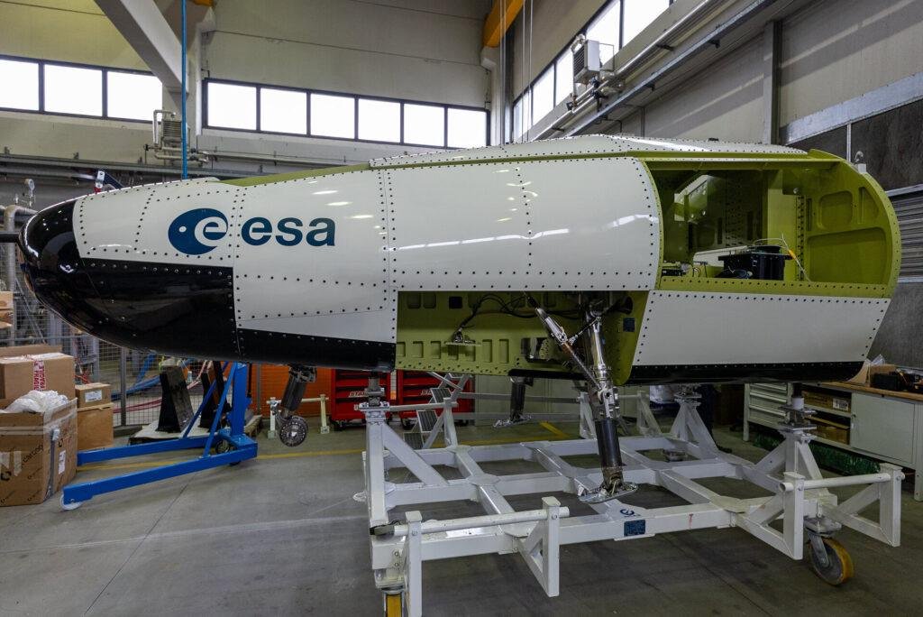 European Space Agency Space Rider full-size drop-test model assembled at CIRA in Capua, Italy, before the October 2026 parafoil test incident.