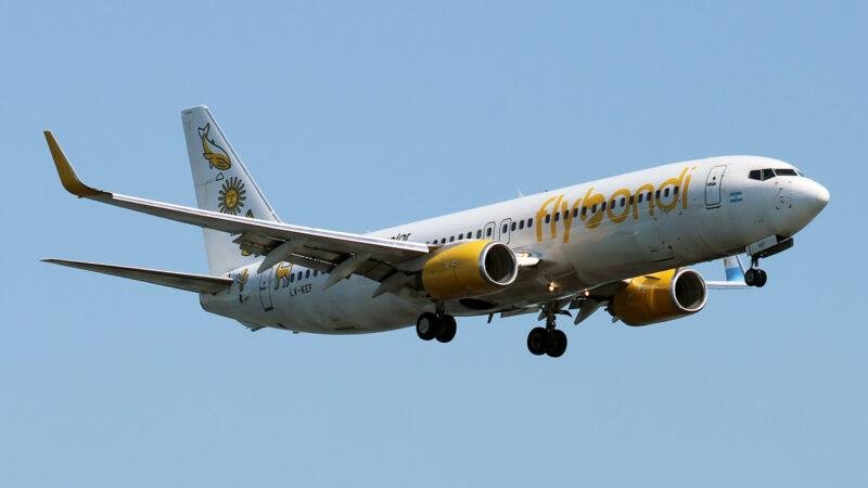 Flybondi Boeing 737 arriving at Rio de Janeiro Galeão, used as a file photo for Flybondi creditor protection coverage.