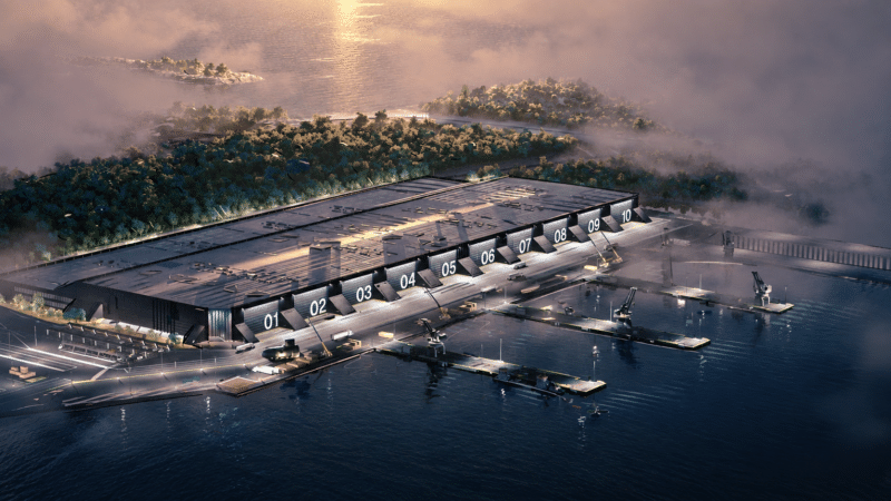 Concept rendering of Anduril Arsenal-2 shipyard planned for Sparrows Point, Maryland.