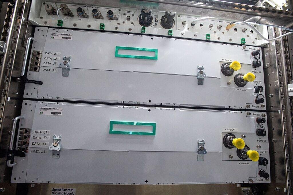 HPE Spaceborne Computer-2 hardware aboard the International Space Station in April 2021.