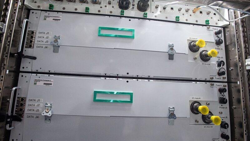 HPE Spaceborne Computer-2 hardware aboard the International Space Station in April 2021.