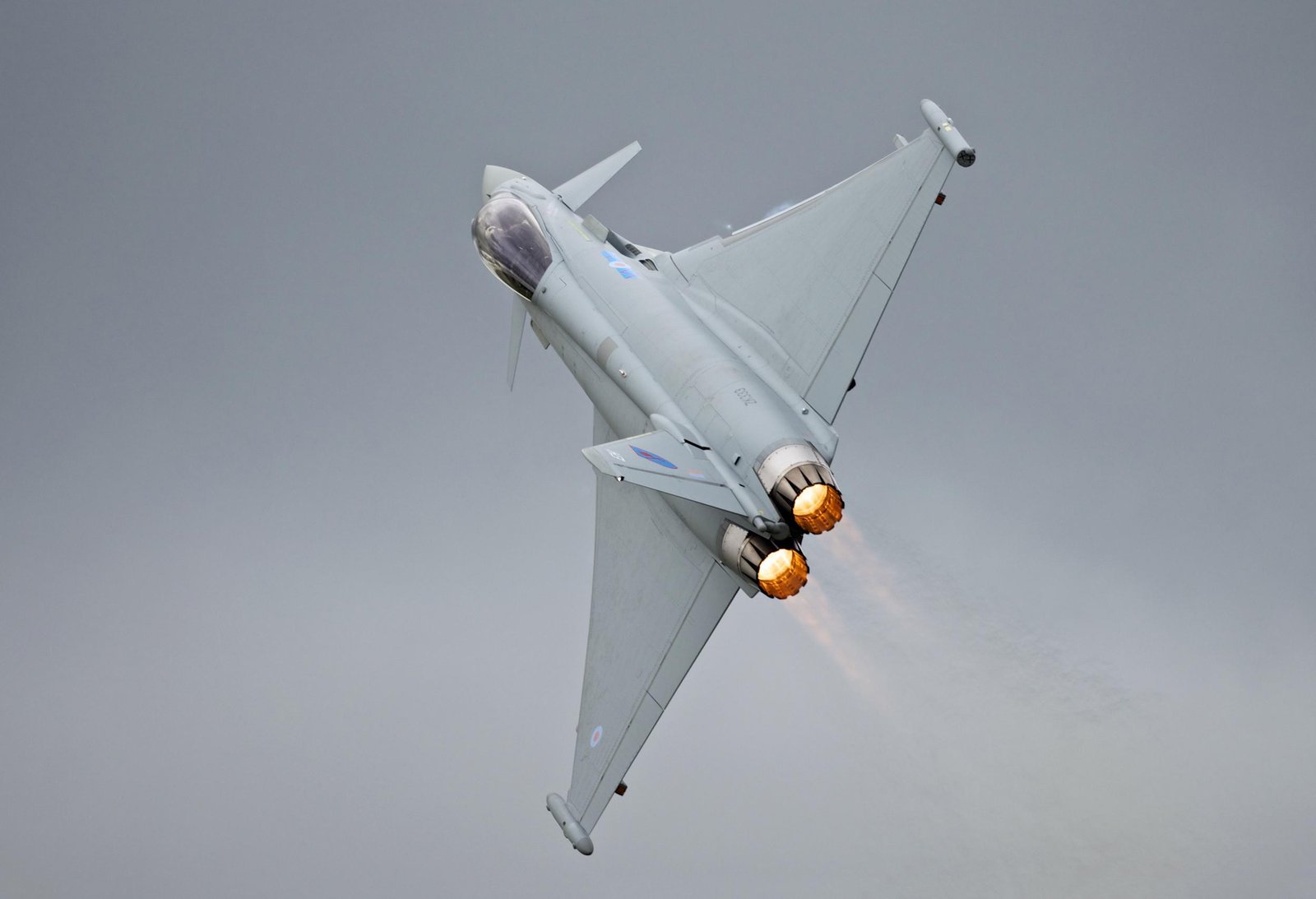 RAF Typhoon mission illustrated by a Royal Air Force Eurofighter Typhoon performing a flying display in 2012