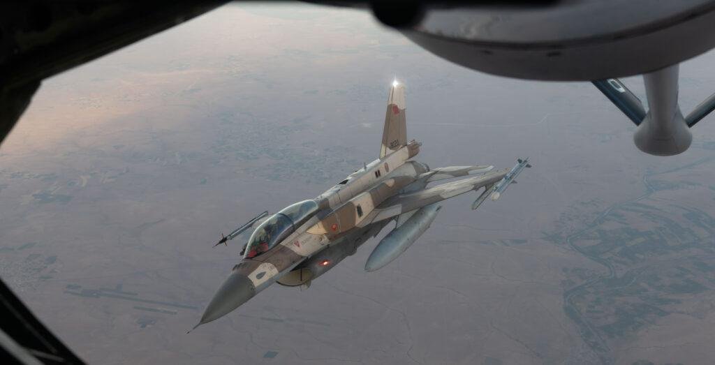 Royal Moroccan Air Force F-16 refueling from a KC-135R, a jet type Morocco is replacing as it awaits its first F-16 Block 72