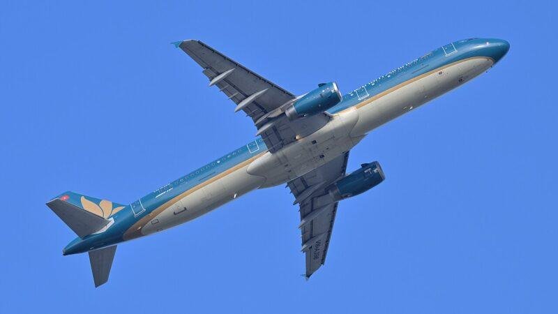 Vietnam Airlines Airbus A321 VN-A396 departing Taiwan Taoyuan Airport in February 2026.