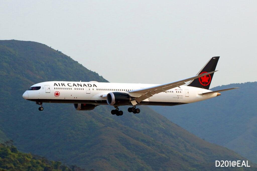 Air Canada Boeing 787-9 Dreamliner aircraft photographed in April 2020.