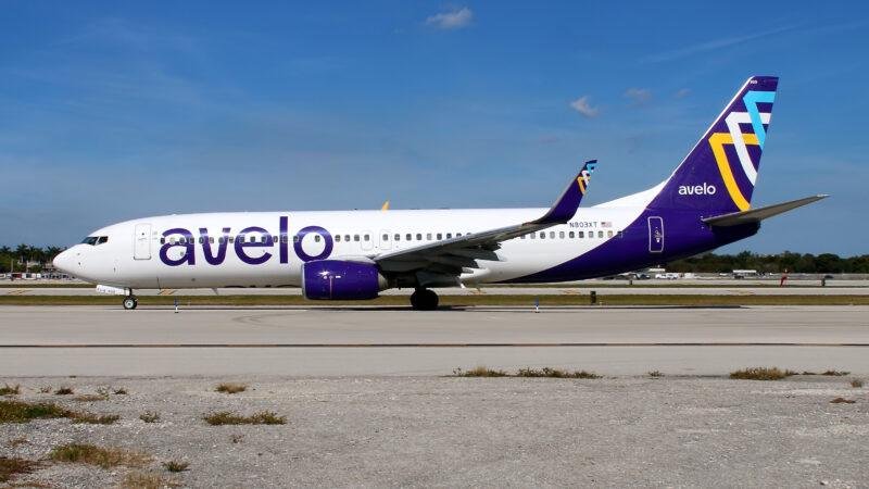 Avelo McKinney Flights illustrated by an Avelo Airlines Boeing 737-800 aircraft at Fort Lauderdale, Florida.