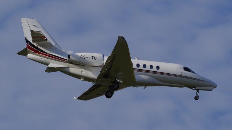 Citation Galileo Approval illustrated by a Cessna Citation Latitude business jet landing at Berlin Brandenburg Airport.
