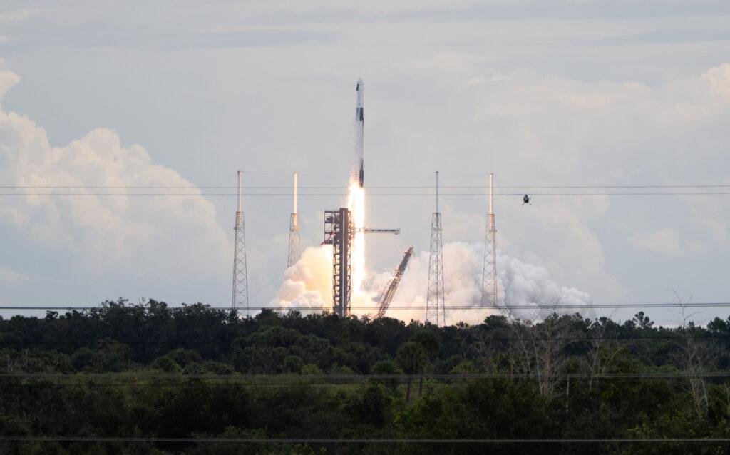 SpaceX Falcon 9 rocket lifting off on the Crew-13 mission from Cape Canaveral