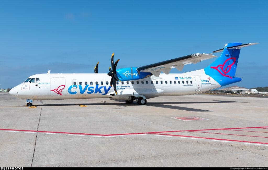 CVsky ATR delivery illustrated by a CVsky ATR 72-600 regional turboprop aircraft, registration D4-CCN, at Gran Canaria Airport.
