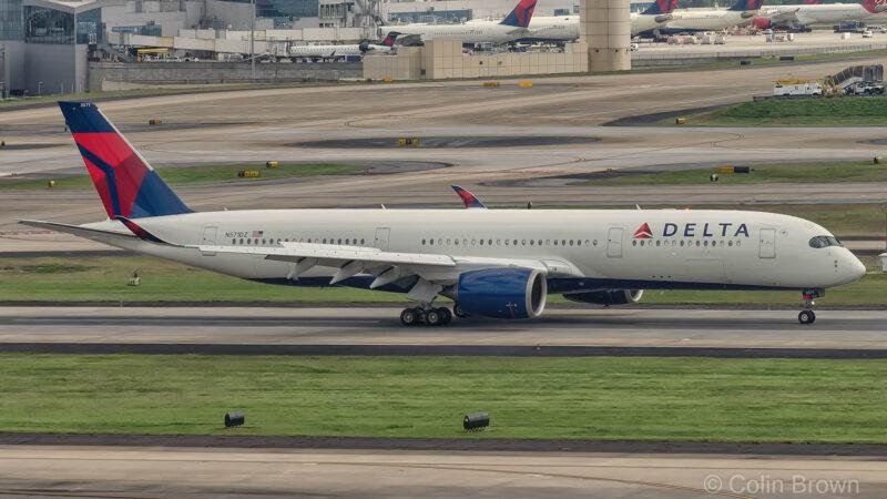 Delta Riyadh flights article: Delta Air Lines Airbus A350-900 N571DZ at Atlanta airport in 2023