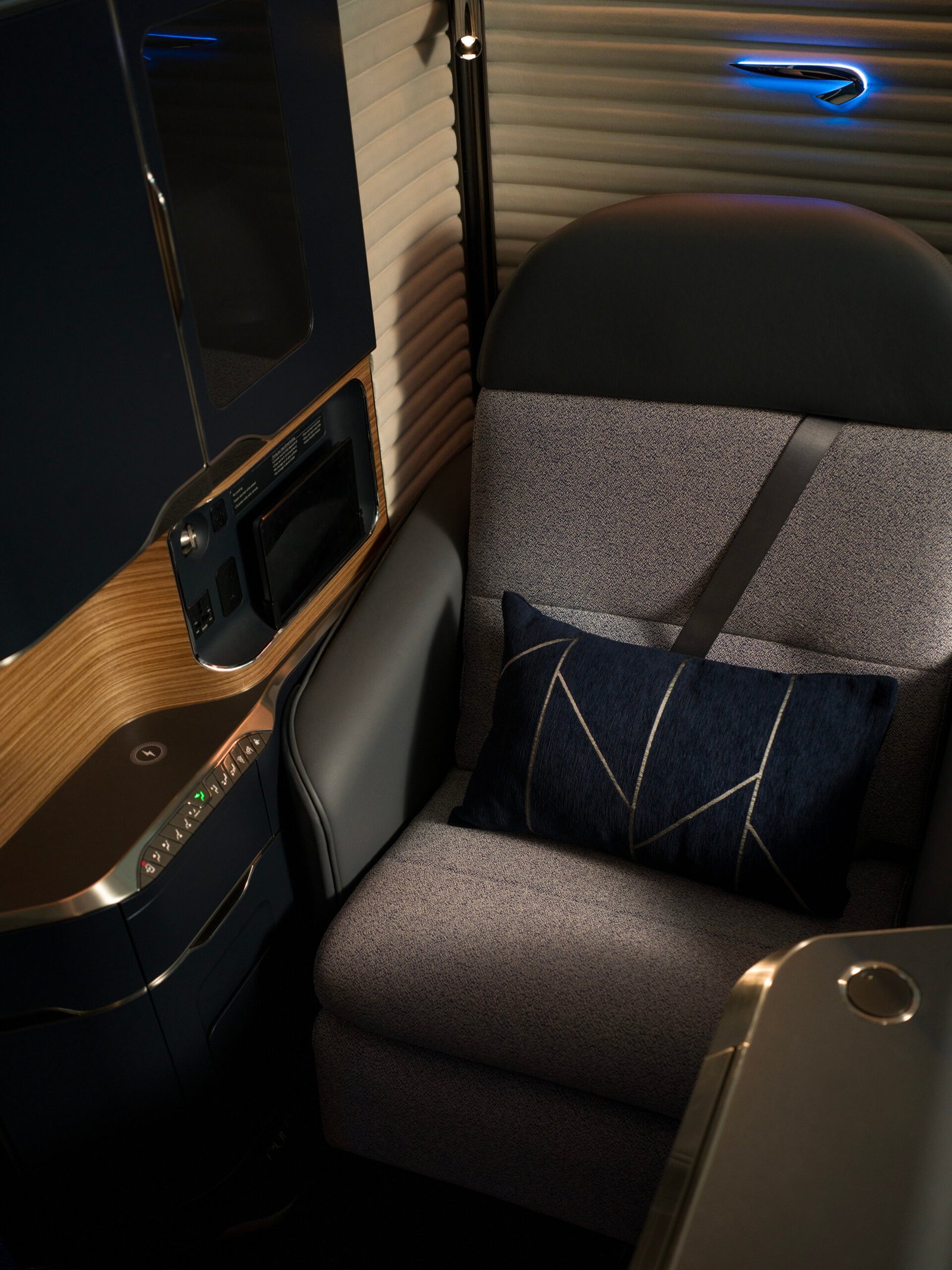 British Airways new First suite for its refurbished Airbus A380 cabin.