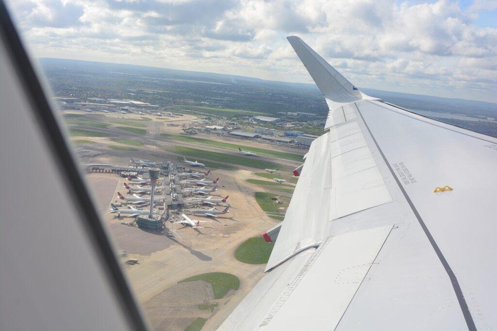 Virgin Atlantic aircraft at London Heathrow in an aerial file photo for Heathrow airport slots reporting