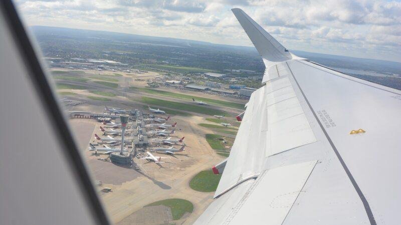 Virgin Atlantic aircraft at London Heathrow in an aerial file photo for Heathrow airport slots reporting
