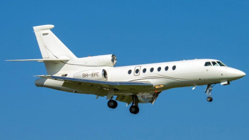 Las Vegas Runway Excursion illustrated by a Dassault Falcon 50EX business jet photographed at Geneva Airport.