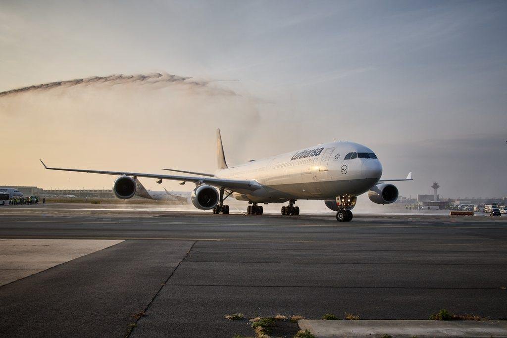 Lufthansa A340 retirement: Airbus A340-600 D-AIHW at the airline's Frankfurt farewell event.