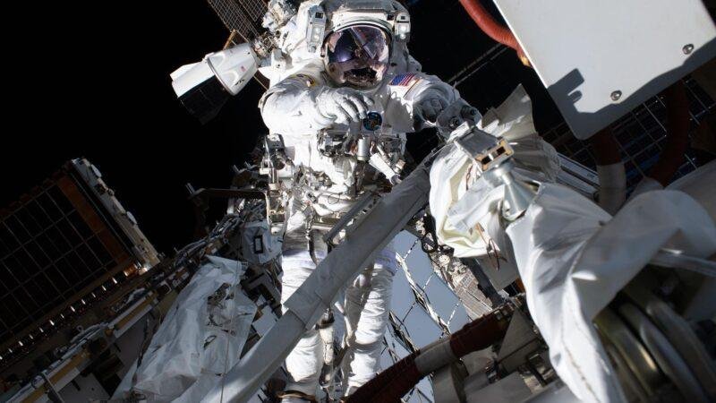 NASA astronaut Anil Menon conducting a spacewalk outside the International Space Station on August 6, 2026, ahead of planned ISS upgrades.