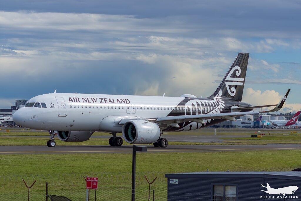 Air New Zealand A320neo aircraft on the ground, file photo accompanying Qantas Air New Zealand partnership report