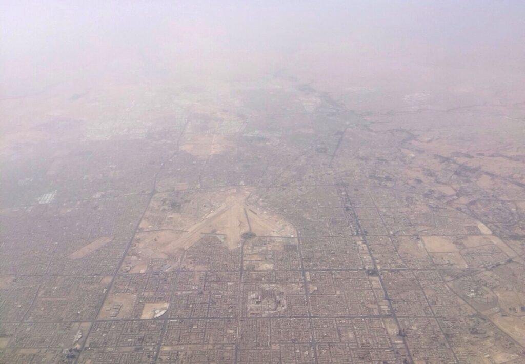 Riyadh airport attacks story illustrated by an aerial view toward King Khalid International Airport in June 2015.