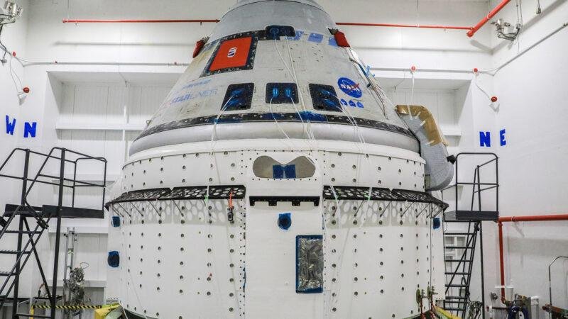 Starliner return to flight spacecraft undergoing preparation and testing at Kennedy Space Center.