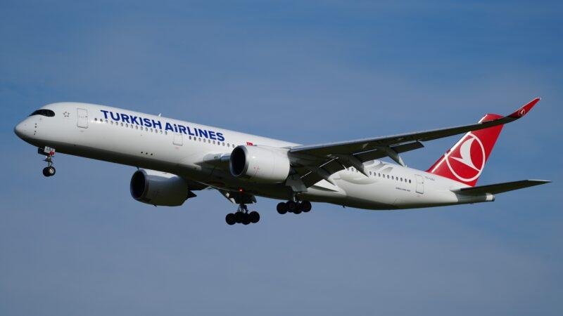 Turkish CFM agreement illustrated by a Turkish Airlines Airbus A350-900 approaching Berlin Brandenburg Airport.