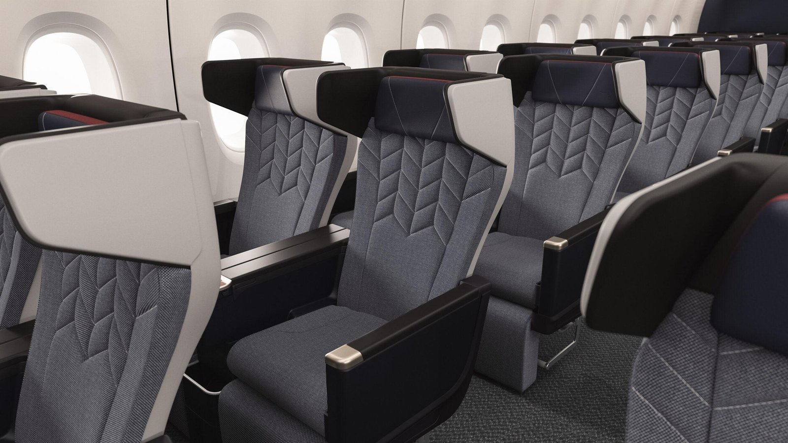 British Airways World Traveller Plus premium economy cabin on a refurbished Airbus A380.